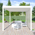 Pergola bioclimatique autoportante en alu blanc - lames blanches - 3x4m Ombrea VS