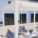 Pergola bioclimatique autoportante en alu blanc - lames blanches - 3x4m Ombrea VS