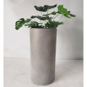 Bac à plantes rond haut en fibre de terre 30x30xH.60cm ciment - FiberPlants