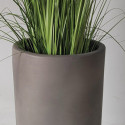 Bac à plantes rond haut en fibre de terre 30x30xH.60cm ciment - FiberPlants