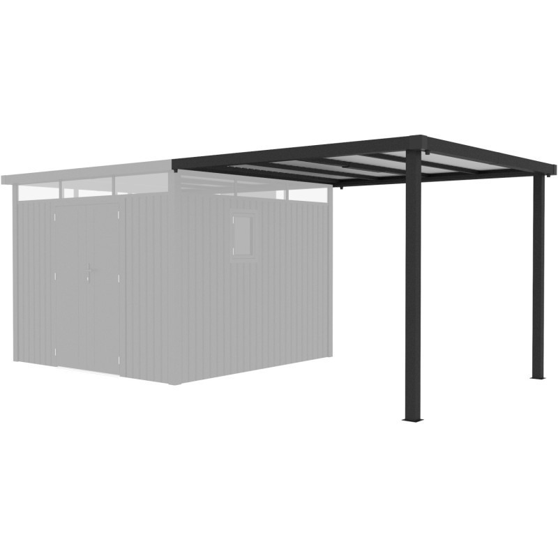 Appentis 275x294cm en acier galvanisé anthracite pour abri Kosto 8,64m² - X-METAL