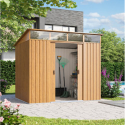 Abri de jardin 4,05m² en acier galvanisé marron Lübeck 86 - Vitavia