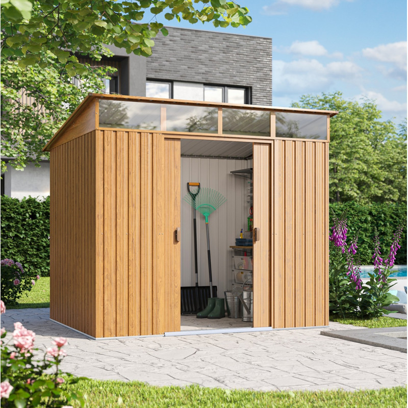 Abri de jardin 4,05m² en acier galvanisé marron Lübeck 86 - Vitavia