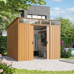 Abri de jardin 5,98m² en acier galvanisé marron Lübeck 89 - Vitavia