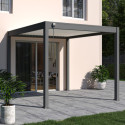 Pergola bioclimatique autoportante en alu anthracite et lames blanches blanc 3x3m Ombrea VS