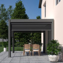 Pergola bioclimatique autoportante en alu anthracite et lames blanches blanc 3x3m Ombrea VS