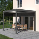 Pergola bioclimatique autoportante en alu anthracite et lames blanches blanc 3x3m Ombrea VS