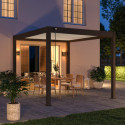 Pergola bioclimatique autoportante en alu anthracite et lames blanches blanc 3x3m Ombrea VS