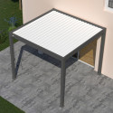 Pergola bioclimatique autoportante en alu anthracite et lames blanches blanc 3x3m Ombrea VS