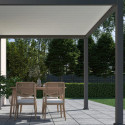 Pergola bioclimatique autoportante en alu anthracite et lames blanches blanc 3x3m Ombrea VS