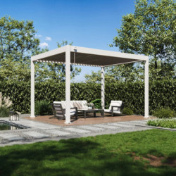 Pergola bioclimatique autoportante en alu beige sable 3x4m Ombrea VS