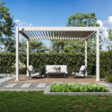 Pergola bioclimatique autoportante en alu beige sable 3x4m Ombrea VS
