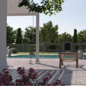 Pergola bioclimatique adossée en alu beige sable 3x6m Ombrea VS