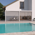 Pergola bioclimatique adossée en alu beige sable 3x6m Ombrea VS