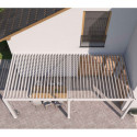 Pergola bioclimatique adossée en alu beige sable 3x6m Ombrea VS