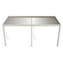 Pergola bioclimatique adossée en alu beige sable 3x6m Ombrea VS