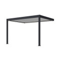 Pergola bioclimatique adossée en alu anthracite - lames blanches 3x4m - motorisée - ELMO Ombrea