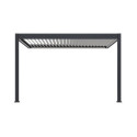 Pergola bioclimatique adossée en alu anthracite - lames blanches 3x4m - motorisée - ELMO Ombrea