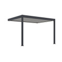 Pergola bioclimatique adossée en alu anthracite - lames blanches 3x4m - motorisée - ELMO Ombrea