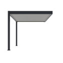 Pergola bioclimatique adossée en alu anthracite - lames blanches 3x4m - motorisée - ELMO Ombrea