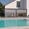 Pergola bioclimatique adossée en alu anthracite - lames blanches 3x6m - motorisée - ELMO Ombrea