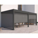 Pergola bioclimatique adossée en alu anthracite - lames blanches 3x6m - motorisée - ELMO Ombrea