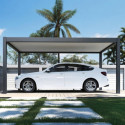 Carport simple 15m² en aluminium anthracite et toit en acier - Ombrea	