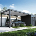 Carport simple 15m² en aluminium anthracite et toit en acier avec abri de 6m² - Ombrea
