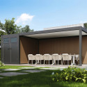 Carport simple 15m² en aluminium anthracite et toit en acier avec abri de 6m² - Ombrea