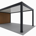 Carport simple 15m² en aluminium anthracite et toit en acier avec abri de 6m² - Ombrea