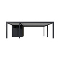 Carport double 30m² en aluminium anthracite et toit en acier avec abri de 6m² - Ombrea