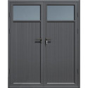 Carport double 30m² en aluminium anthracite et toit en acier avec abri de 6m² - Ombrea