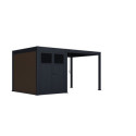 Pergola bioclimatique autoportante en alu anthracite 3x3m + abri 6m² - Ombrea VS