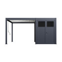 Pergola bioclimatique autoportante en alu anthracite - lames blanches - 3x3m + abri 6m² - Ombrea VS