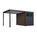 Pergola bioclimatique autoportante en alu anthracite - lames blanches - 3x3m + abri 6m² - Ombrea VS