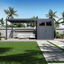 Pergola bioclimatique autoportante en alu anthracite 3x4m + abri 6m² - Ombrea VS