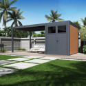 Pergola bioclimatique autoportante en alu anthracite 3x4m + abri 6m² - Ombrea VS