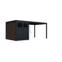 Pergola bioclimatique autoportante en alu anthracite 3x4m + abri 6m² - Ombrea VS