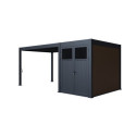 Pergola bioclimatique autoportante en alu anthracite 3x4m + abri 6m² - Ombrea VS