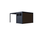 Pergola bioclimatique autoportante en alu anthracite 3x4m + abri 6m² - Ombrea VS