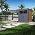 Pergola bioclimatique autoportante en alu anthracite - lames blanches - 3x4m + abri 6m² - Ombrea VS