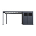 Pergola bioclimatique autoportante en alu anthracite - lames blanches - 3x4m + abri 6m² - Ombrea VS