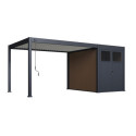 Pergola bioclimatique autoportante en alu anthracite - lames blanches - 3x4m + abri 6m² - Ombrea VS