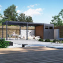 Pergola bioclimatique autoportante en alu anthracite 3x6m + abri 6m² - Ombrea VS