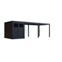 Pergola bioclimatique autoportante en alu anthracite 3x6m + abri 6m² - Ombrea VS