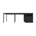 Pergola bioclimatique autoportante en alu anthracite 3x6m + abri 6m² - Ombrea VS