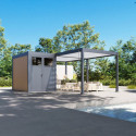 Pergola bioclimatique autoportante en alu anthracite - lames blanches - 3x6m + abri 6m² - Ombrea VS