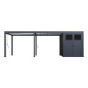 Pergola bioclimatique autoportante en alu anthracite - lames blanches - 3x6m + abri 6m² - Ombrea VS