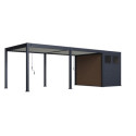 Pergola bioclimatique autoportante en alu anthracite - lames blanches - 3x6m + abri 6m² - Ombrea VS