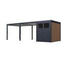 Pergola bioclimatique autoportante en alu anthracite - lames blanches - 3x6m + abri 6m² - Ombrea VS